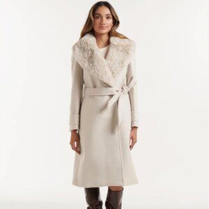 Ever New NORA Petite Coat with Removable Faux Fur Collar US10